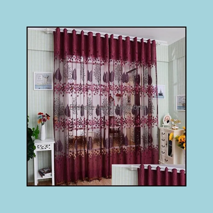Embroidery Room Floral Tulle Window Screening Curtain Drape Scarfs Valances Curtian For Living Room Bedroom