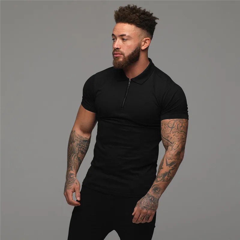 Muscleguys Man Fashion Polo Shirt Casual Fashion Plain Color Short Sleeve High Quality Slim Polo Shirt Men Fitness Polo homme 220708