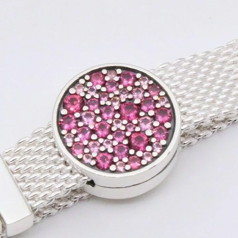 Pink Pav￩ Clip Charm 925 Silver Pandora Charms para pulseras DIY Jewelry Making kits Granos sueltos de plata al por mayor 799362C01