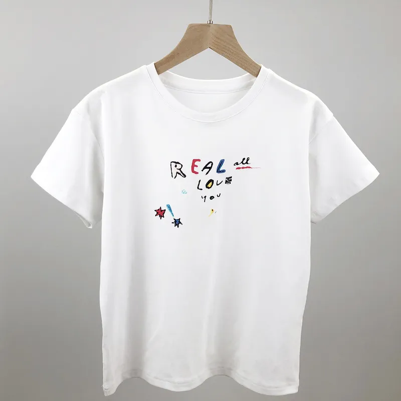 Letter Graffiti T -shirt Vrouwen zomer witte katoenen korte mouw o nek streetwear tee shirt femme casual vintage sexy crop top 220511