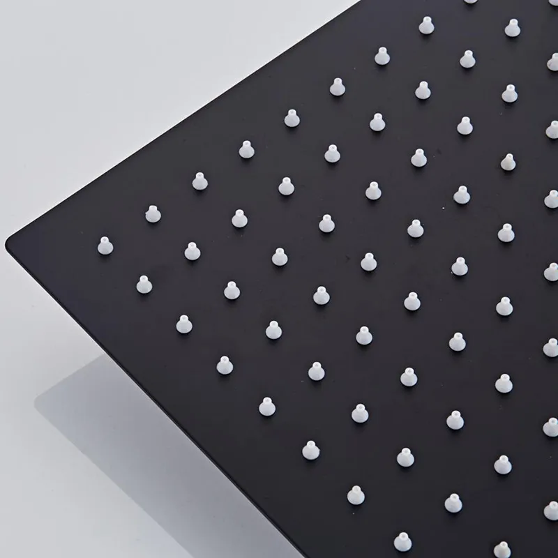 Zwart vierkante regen roestvrijstalen douchekop ultrathin 2 mm 8/10/12/16 inch keuze badkamer wandplafond gemonteerd