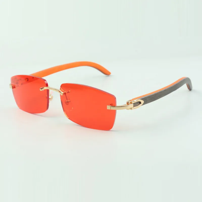 Óculos de sol lisos 3524012 com bastões de madeira laranja e lentes de 56mm para unissex2987