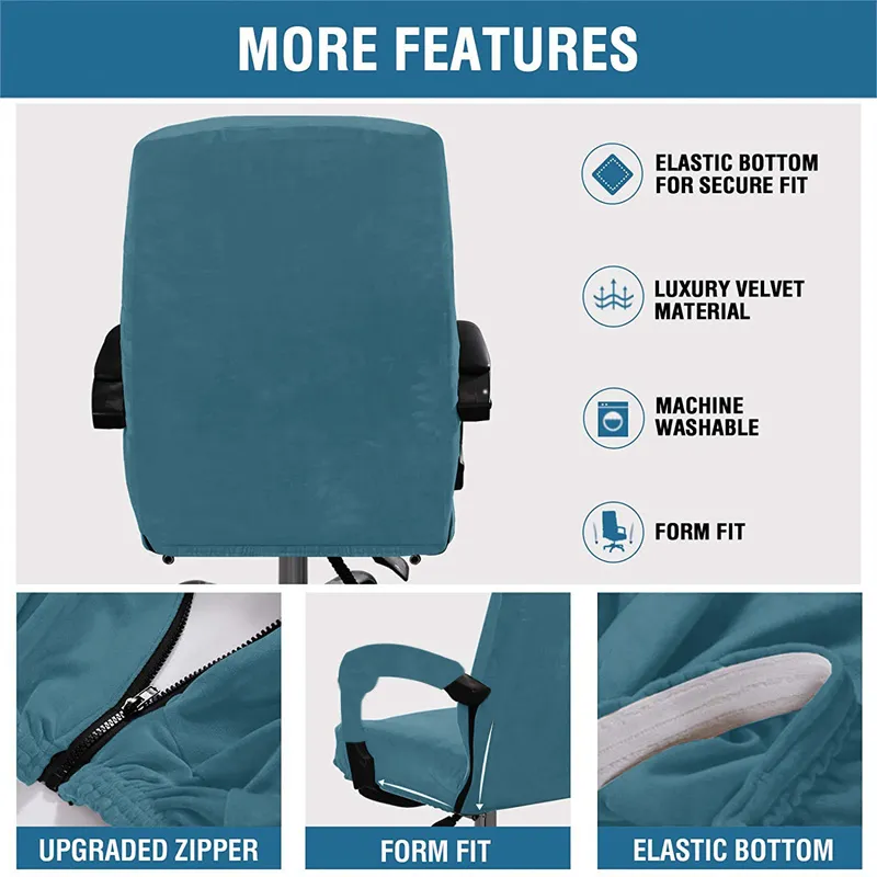 Soft Velvet Office Armchair Cover Stretch Comfortable Computer Chair Cover Thickened Rotating Chair Case Funda Silla Escritorio 220513