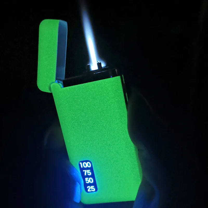 Los más nuevos encendedores de Gas luminosos Jet a prueba de viento arco Plasma USB recargable encendedor de Metal tubo de butano eléctrico encendedor de cigarros regalo