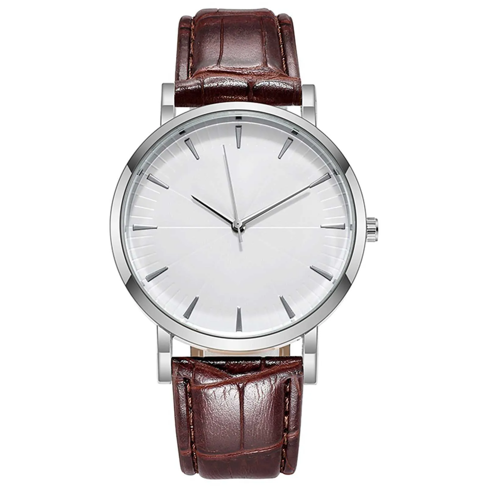 Quartz Watch Round Dial Simple Retro Leather Strap for Men Business Fashion Casual Outdoor Wristwatch