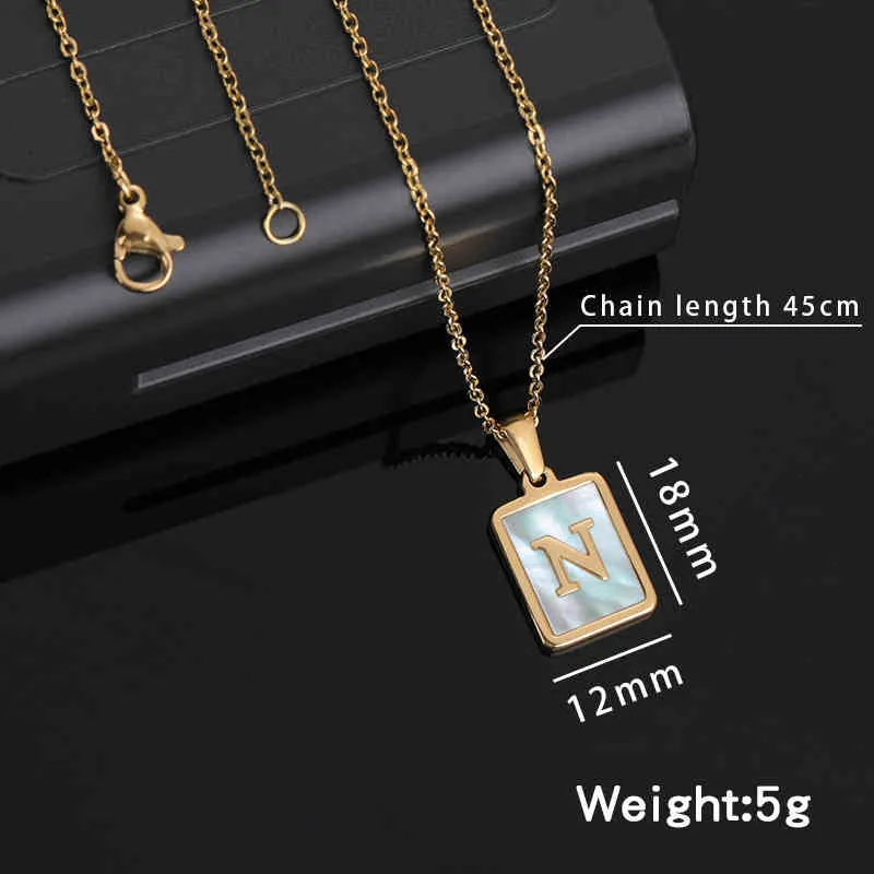 New Stainls Steel Square Square Necklace Female Gold quidgaid Shell Titanium Steel English Pendant Necklace32kW