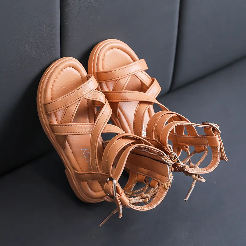 Dzieci rzymskie sandały highop dziewczęta płaskie sandały plażowe Dziewczyny Buty Princess Buty solidne buty deszczowe SMG118 220527