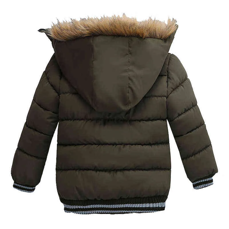 Jacka för pojke märkning bokstavstryck tjock kappa vinter plus sammet hålla varmen 2-8 år gammal barnkvalitet barnkläder J220718