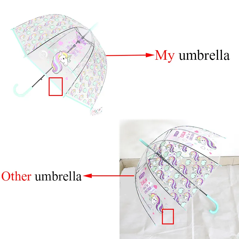 Alpaca Paraplu Kinderen Transparante Paraplu Cartoon Eenhoorn Paraplu Kinderen Regenboog Paraplu Semi-automatische Dropshipp 220707