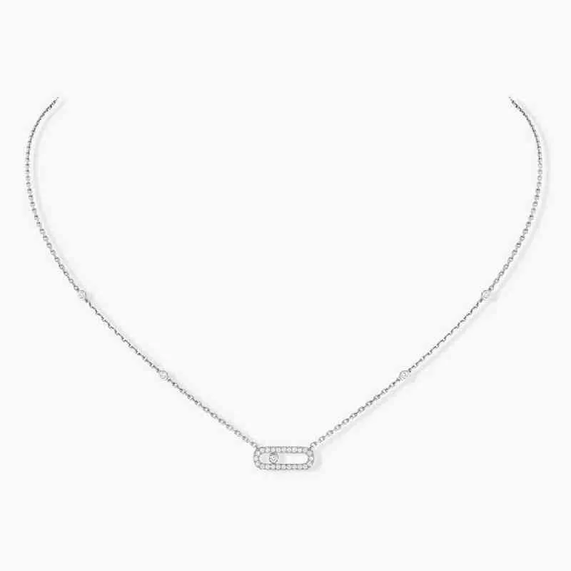 2022 Новое французское классическое женское ожерелье Скольжение Одиночное бриллиантовое благородное роскошное ювелирное подарка Gift G220713