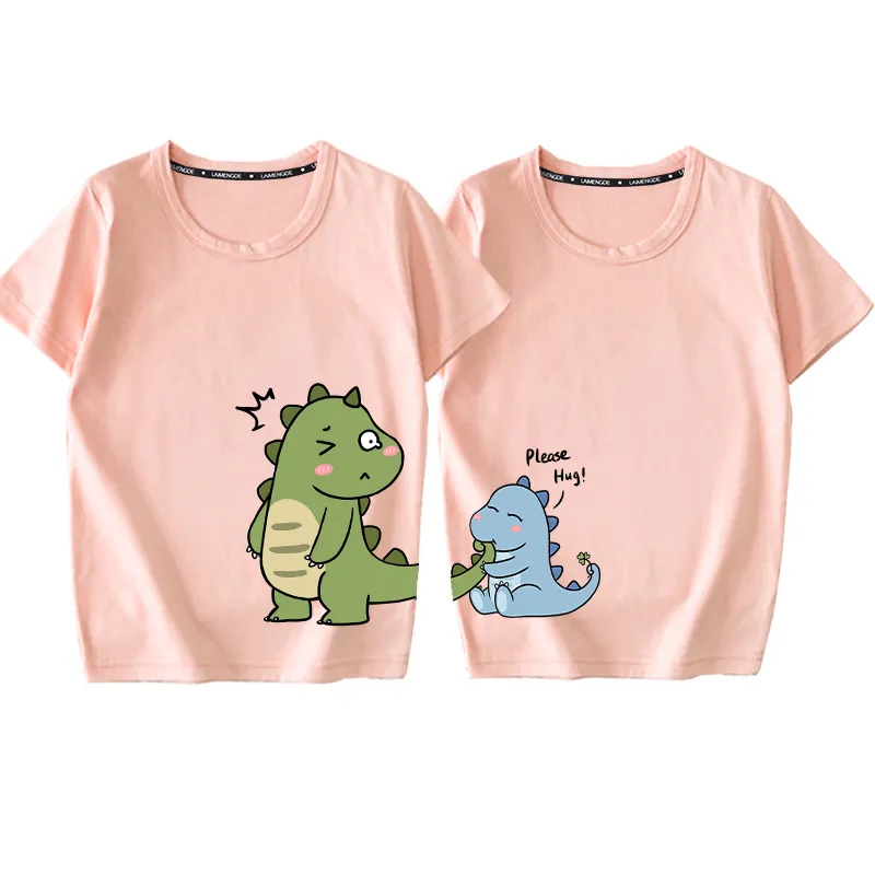 T-shirt da coppia con stampa di dinosauri Abbigliamento da abbinare alla famiglia Cotone morbido e confortevole a maniche corte Top Tee Abiti la famiglia 220531