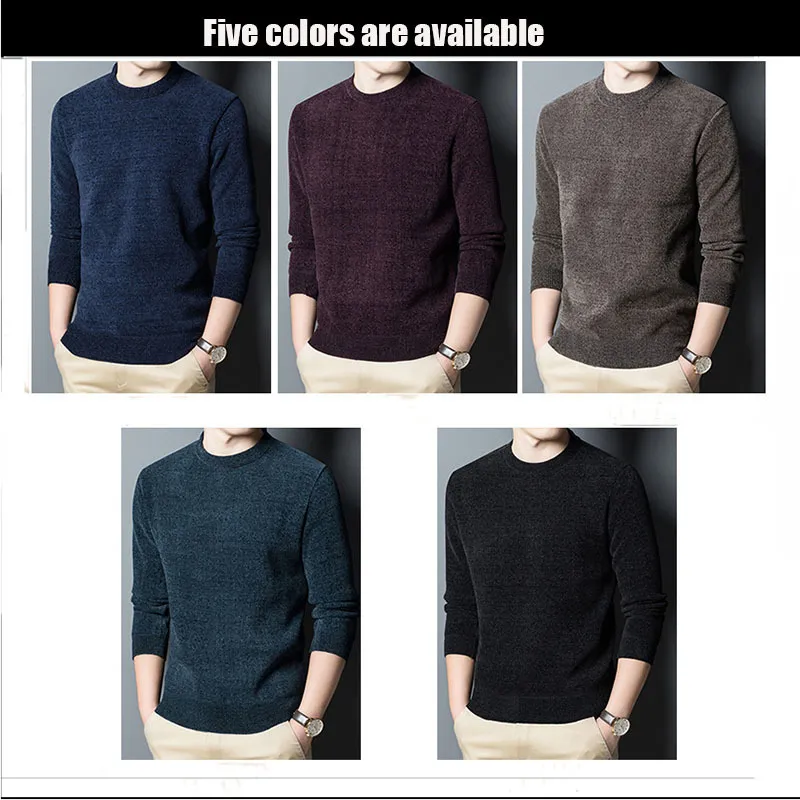 Осенне-зимний бутик-пуловер, мужской свободный свитер с круглым вырезом, бархатный толстый теплый большой свитер из синели 220815