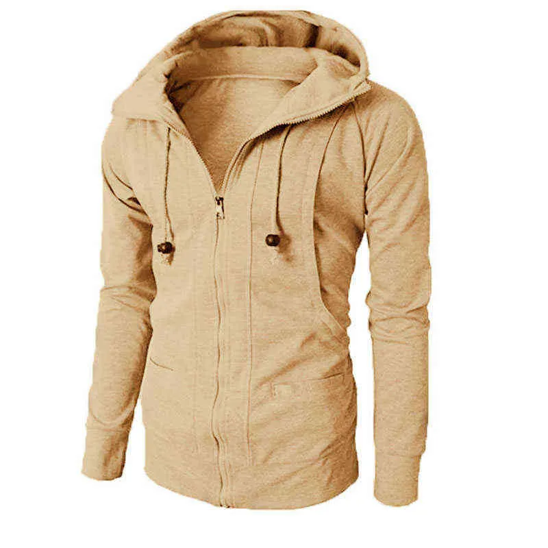 2022 Mannen Hoodies Sport Jas Rits Hooded Mannen Sweater Toevallige Mannelijke Effen Kleur Lente Bovenkleding Kleding L220801