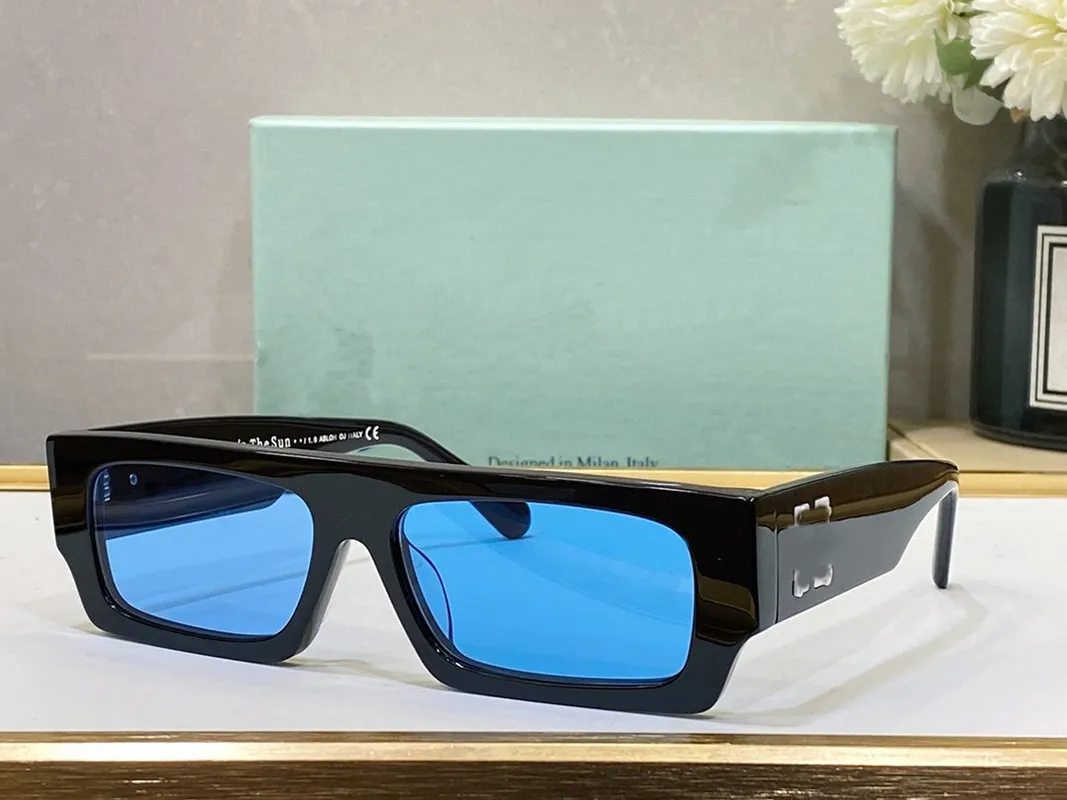 Luxe designer zonnebril voor mannen en vrouwen off -stijl mode -bril klassiek dikke plaat zwart wit vierkante frame brillen man284f
