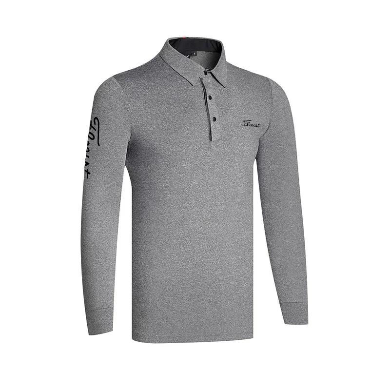 Мужская рубашка для гольфа, весна-осень-зима, спортивная одежда, футболка с длинными рукавами, эластичная рубашка-поло для мужчин 220712