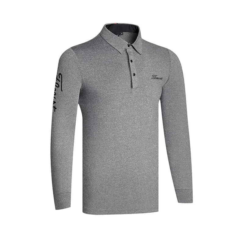 Men S Golf Shirt Spring Autumn Winter Sports Apparel Lång ärm T -skjorta Elastisk torr passform Polo för män 220712