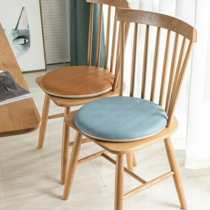 Coussins de chaise de salle à manger d'intérieur Portable de Style Simple cuisine de bureau à domicile coussin de siège de chaise en cuir rond solide 220402