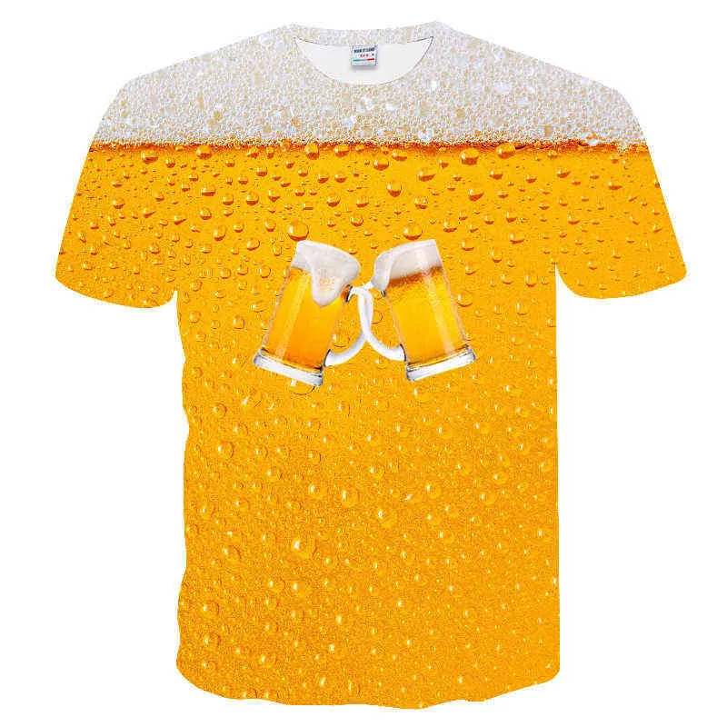 WBW3D T-shirt T-shirt décontracté pour hommes T-shirt imprimé drôle de bière pour hommes style d'été hauts de fête Couple élasticité T-shirt Street Wear L220704