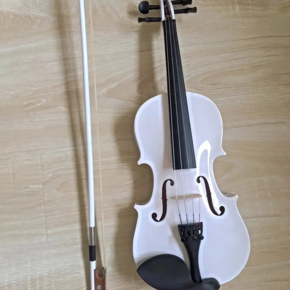 Violon en bois massif noir et blanc, jeu de violon 4/4 3/4 1/2, gamme complète d'instruments à cordes