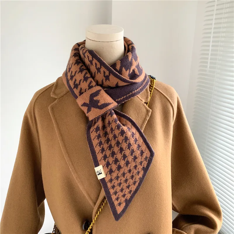 Элитный бренд вязаный шарф для женщин теплый кашемировый шейный платок платок женский галстук маленькие узкие шарфы бандана Echarpe 220516