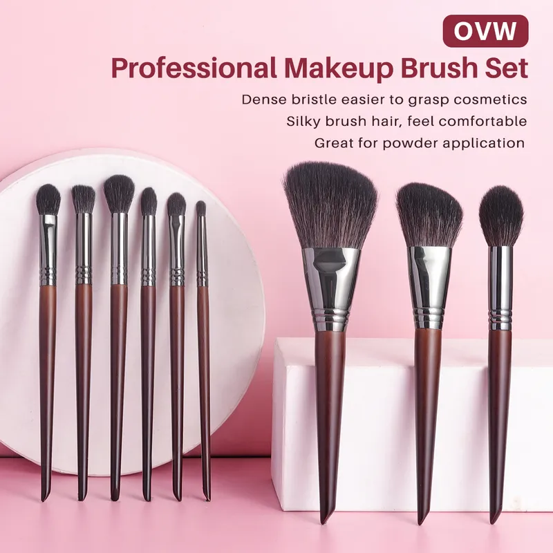 OVW All Goat Hair 7 8 Makeup Brush Set Professional Cosmetic Concunto Pinceis de Maquiagem для лицевого лица для век контур 220722