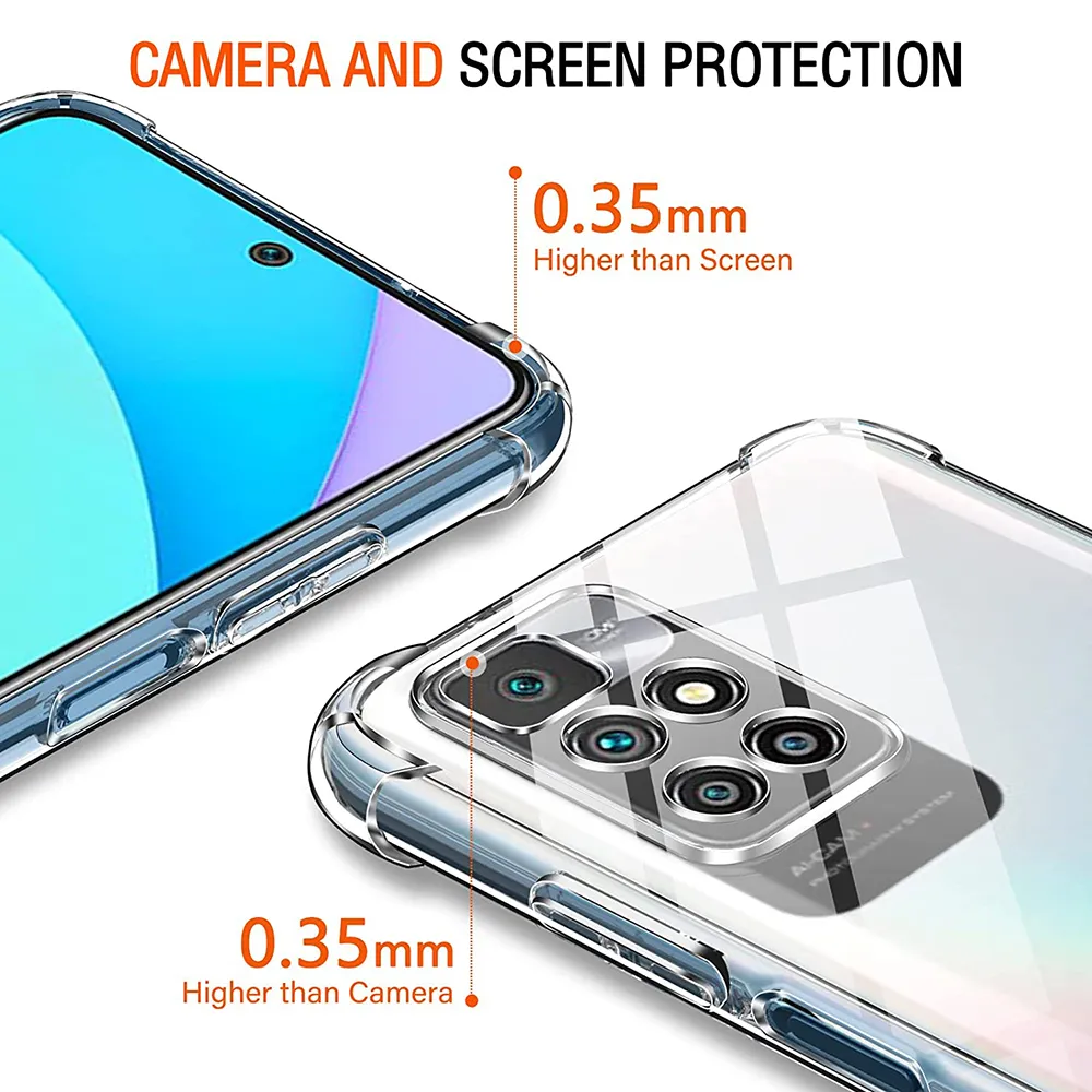 Custodie in silicone antiurto Xiaomi Redmi Note 11 10 Pro 11S 10S 10T 11E Clear Soft 10A 10C 9A 9C K50 K40 K30