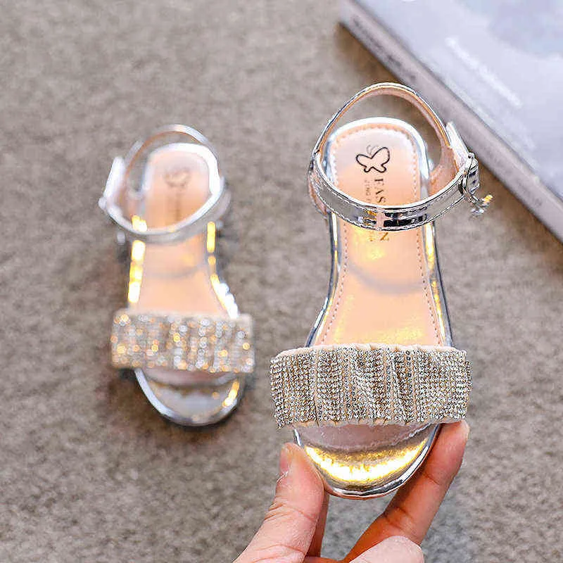 Girls Sandals For Kids Shoes Summer Children Rhinestones Princess Shoes Fashion Casual Sandals Party G220523