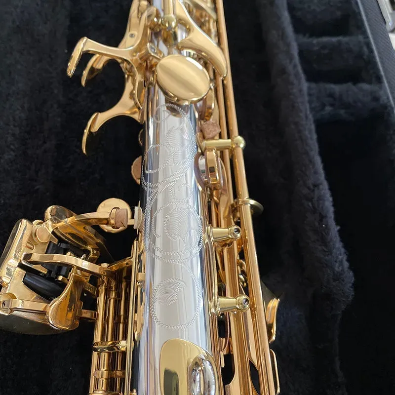 Modèle de structure un-à-un WO37 d'origine Bb professionnel saxophone aigu cuivre blanc plaqué or B-tune SAX instrument