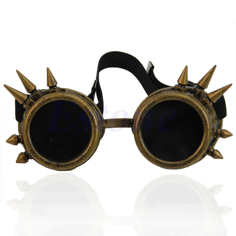 Lunettes de soleil soudage lunettes rondes steampunk cyber Goth lunettes de soleil Rivet lunettes à pointes Co 220826
