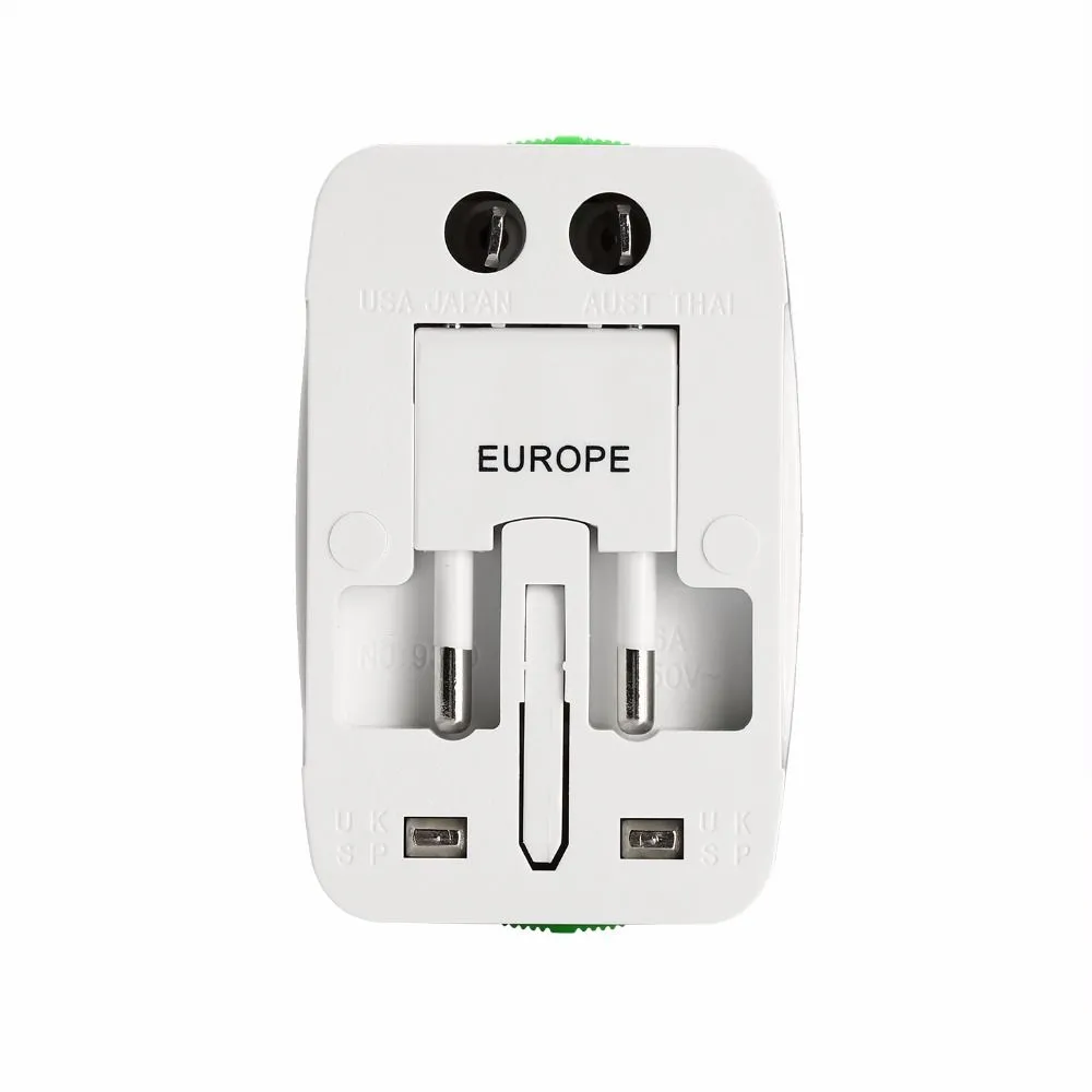 Universal All In One Adaptador de plugue internacional 2 portas USB Viagem ao mundo Carregador de energia AC Conversor AU US UK EU