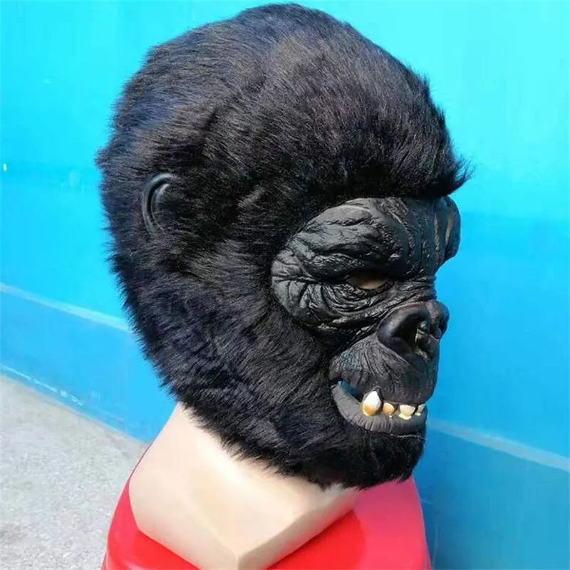 King Kong Gorilla Mask Hood Monkey Latex Animals Masks Halloween Party Cosplay Costume Horror Head Mask for Adults 220812