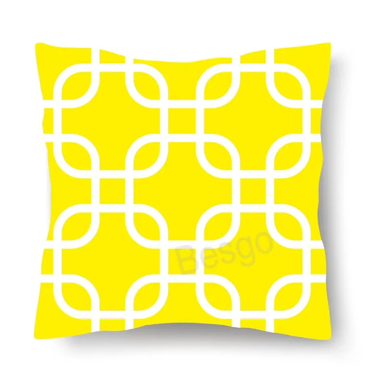 Yellow Twill Pillowcase Office Lumbar Cushion Pillow Cover Geometric Style Sofa Bedroom Car Cushions Pillowcase Home Decoration BH6441 TYJ