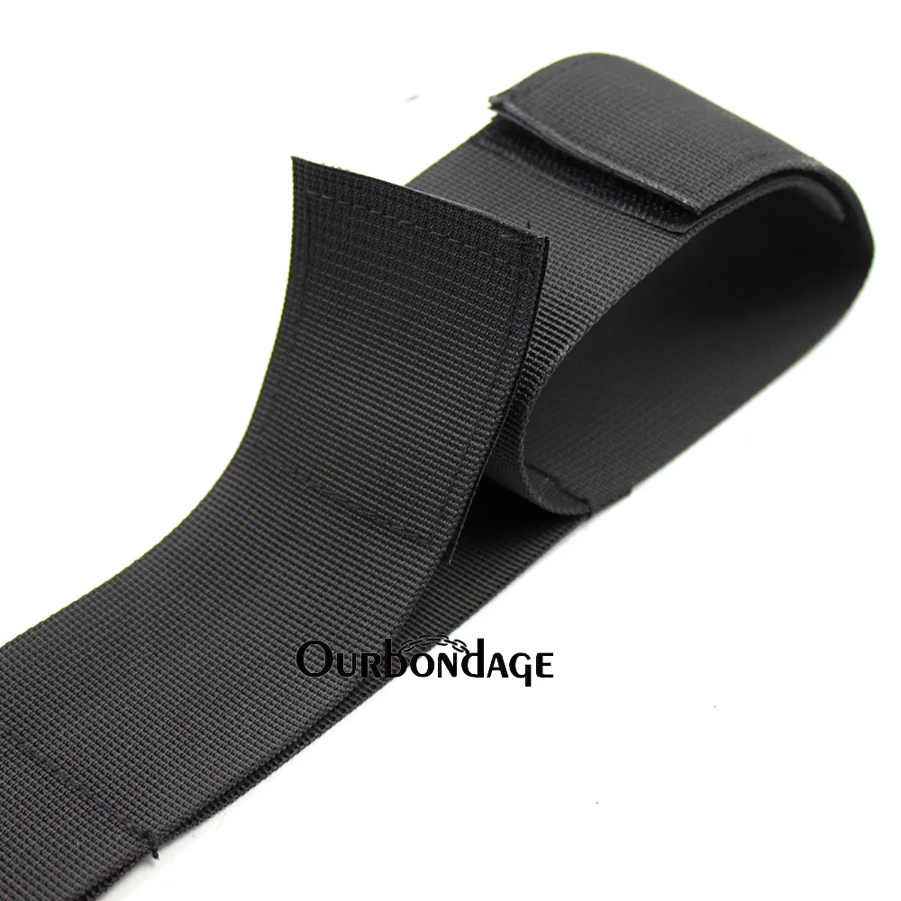 OurBondage Black Nylon Strap Hand Rodos de tornozelo para pernas Open Arness Bondage restrições de fetiche adulto