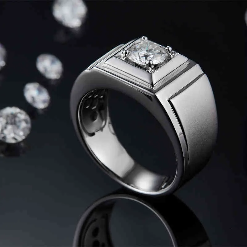 100% S925 Sterling Silver Pass Diamond Test Wit Vergulde 1CT Moissanite Ring voor Mannen Voorstel Belofte Gift Sieraden