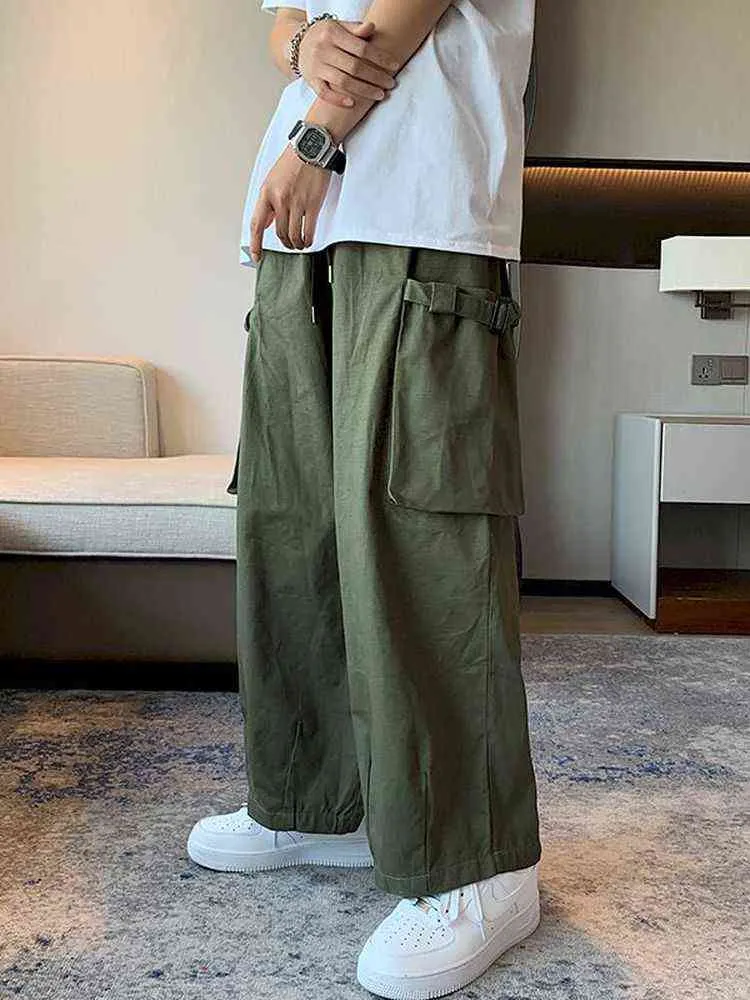 Foufurieux Cargohose mit mehreren Taschen, Herren-Arbeitshose, Safari-Stil, Hip-Hop, lässige Hose mit weitem Bein, einfarbig, Baggy-Hose G220713