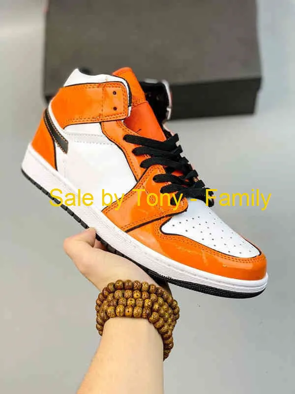 3 days ship US13 US10.5 New 1S high top board Basketball 1 shoes man women patent leather fluorescent green Beika blue black red paint finish la