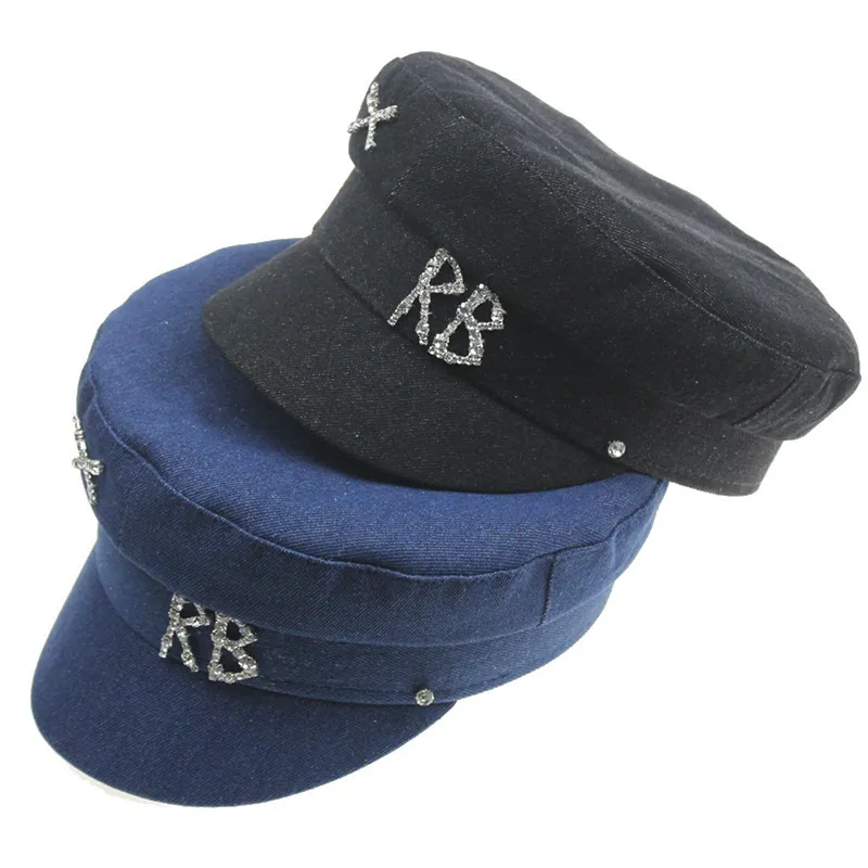 Простая шапка RB для женщин и мужчин, уличная мода, стильные шапки, черные береты, кепки с плоским верхом, мужская кепка, Прямая поставка, 220511201J