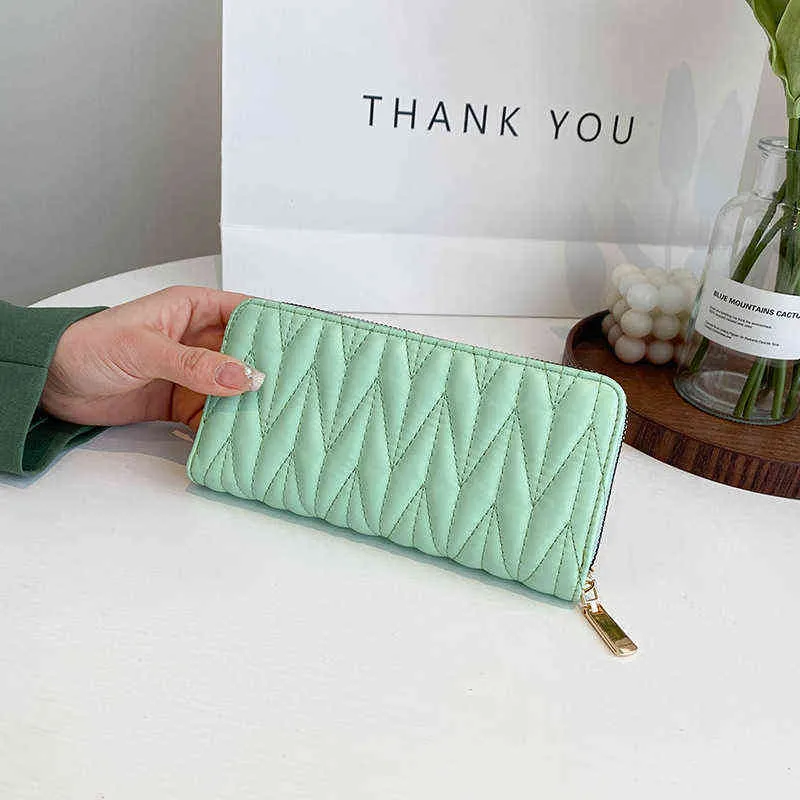 Wallet Women's Long New Model Is a Fashion Online Celebrity Niche Design Women's Folding Wallet Card Bag Hand Bag Woman 220625