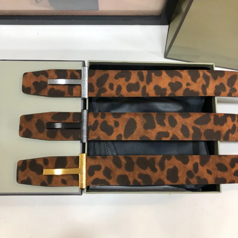 2022 T. High Quality Designer Belts Men's Clothing Accessories Business Belt Men Big Buckle Fashion Leopard Print Leather Belts With