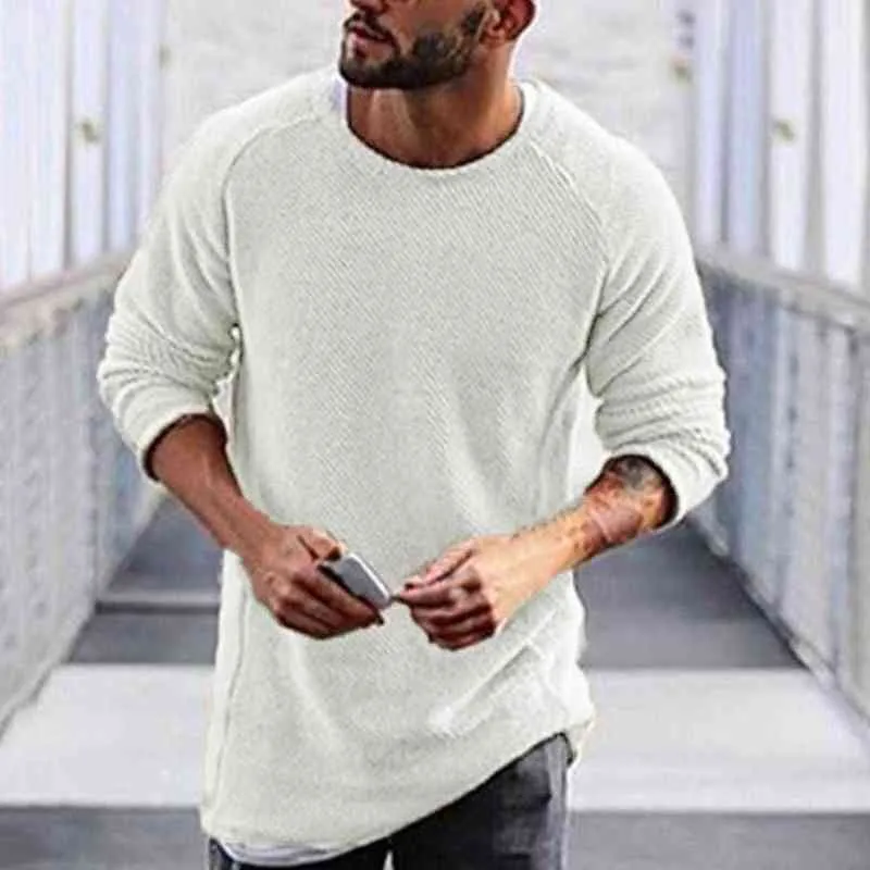 Camisa base de suéter masculina solta casual tops de malha vestido fino l220801