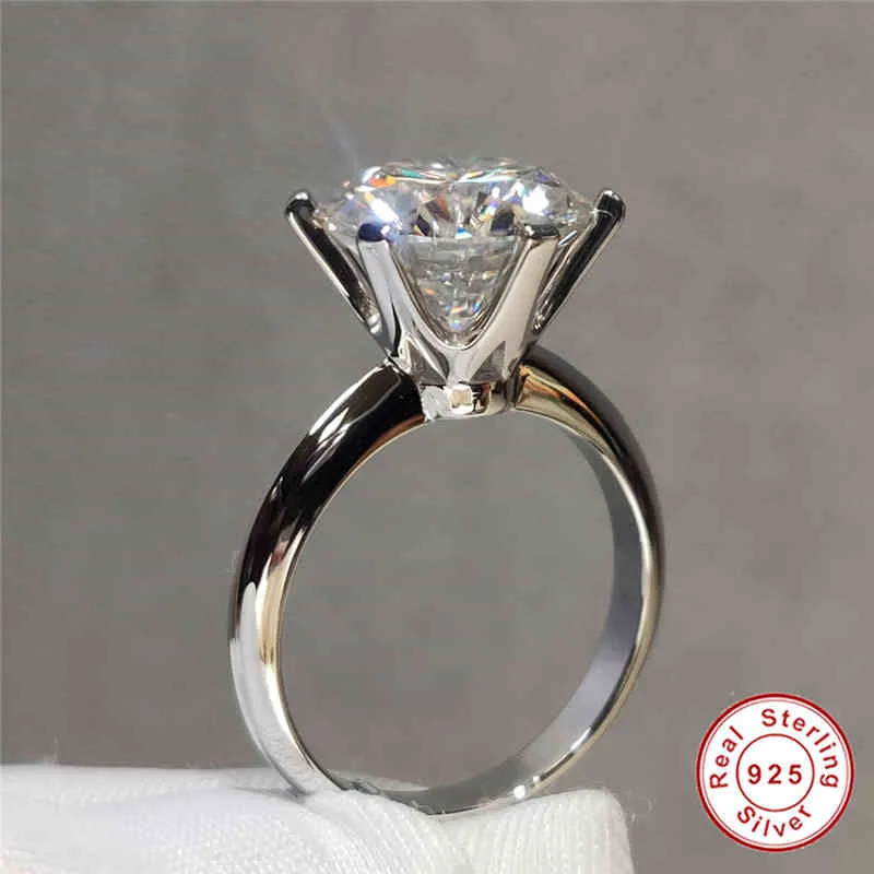 Geoki 퍼펙트 컷 통과 다이아몬드 테스트 5 ct D 컬러 VVS1 Moissanite 반지 925 스털링 실버 약혼 반지 럭셔리 쥬얼리