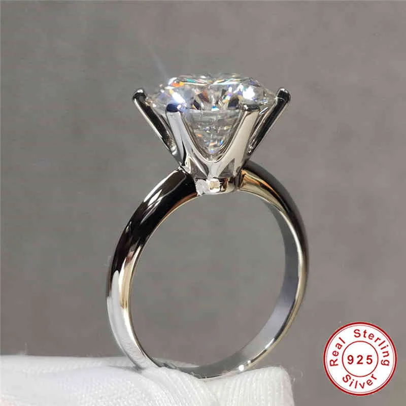 Geoki Perfect Cut przeszedł test diamentowy 5 ct D kolor VVS1 Moissanite pierścionek 925 srebro pierścionki zaręczynowe luksusowa biżuteria