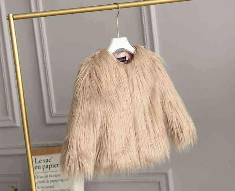 2020 Zimowe dziewczęta Faux Fur Płaszcz Bawełny Pirzębia Grubajanie Baby Dziewczynki Futra Baby Girl Ubranie ciepłe zimowe parka wierzchnia wierzchnia J220718