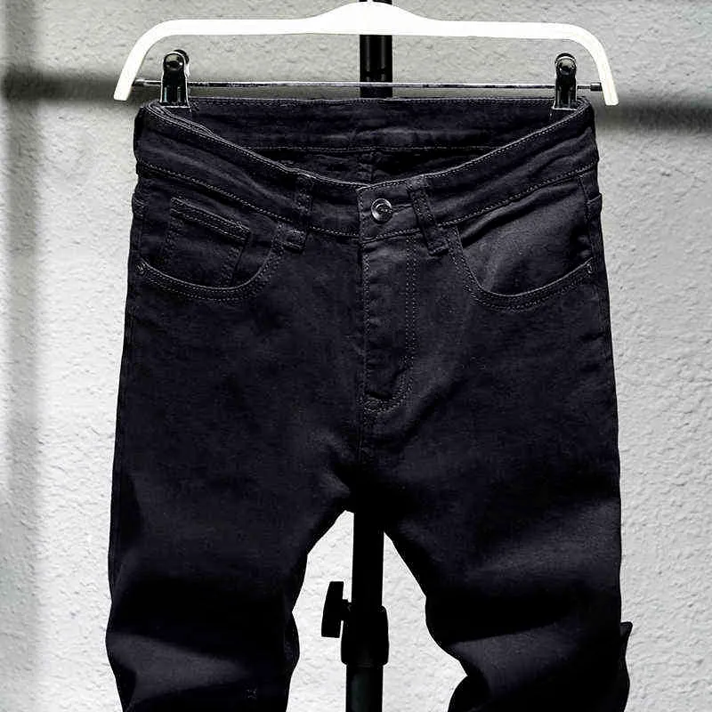 Czarne dżinsy męskie zima Jean Mężczyźni Ciepłe Slim Fit Spodnie Spodek SpijkerBroeken Heren Stretch Moto Pantalones Vaqueros Hombre Man Compots G0104