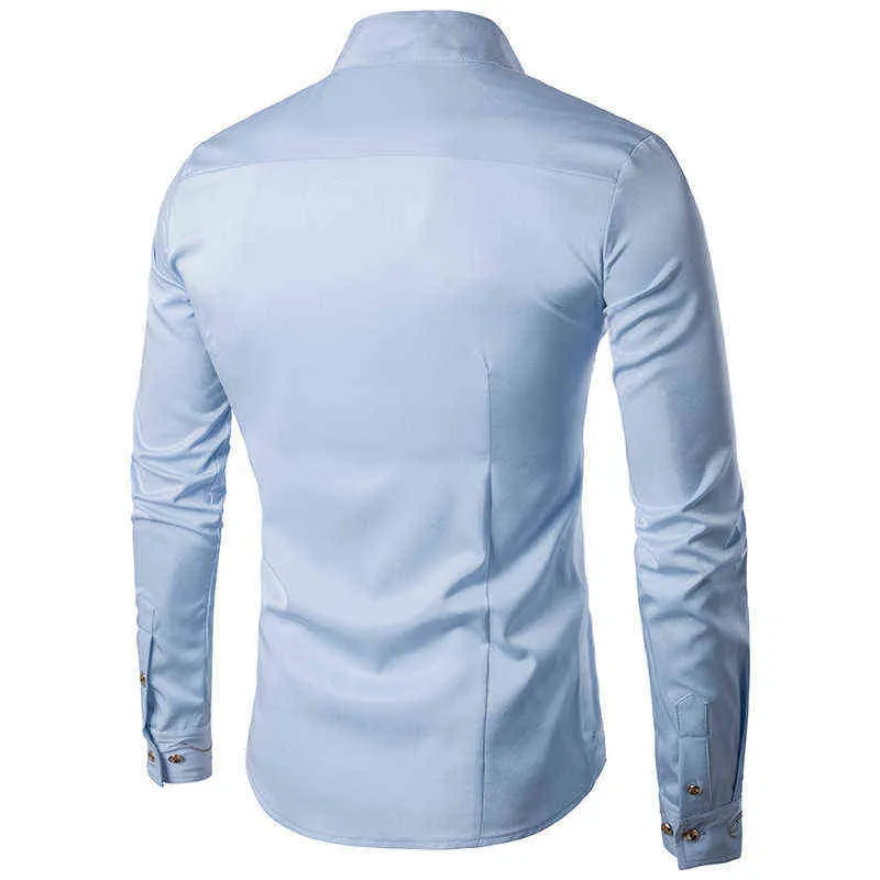 Mode Unregelmäßige Hemd Männer Marke Design Stickerei Slim Fit Casual Langarm Shirts Herren Hochzeit Shirt für Männliche Chemise l220704