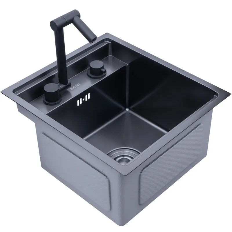 black Hidden Kitchen sink Single bowl Bar Small Size sink Stainless Steel Balcony sink