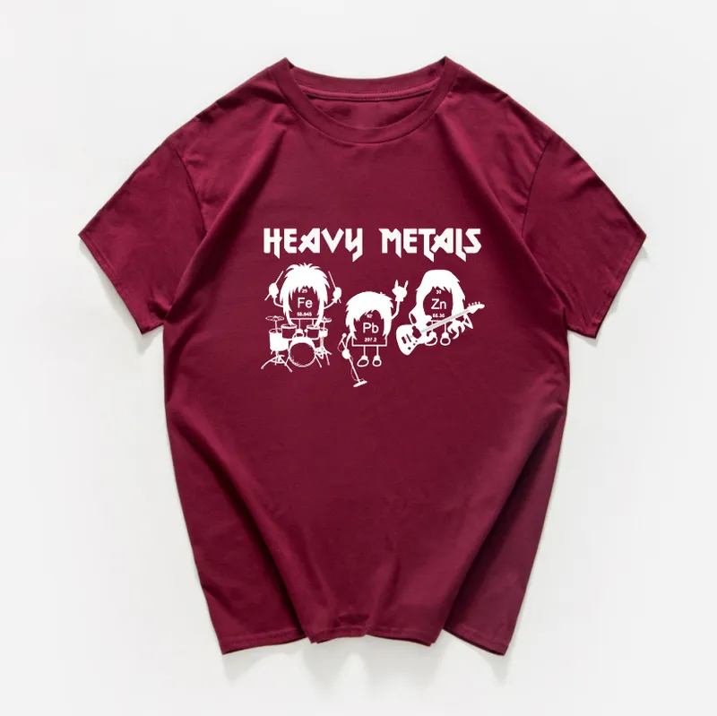 Heavy Metals T Shirt Men Cool Streetwear Hip Hop Chemistry Periodic Table Rock Roll Music Physics Biology Punk Tshirt Men Tee 220527