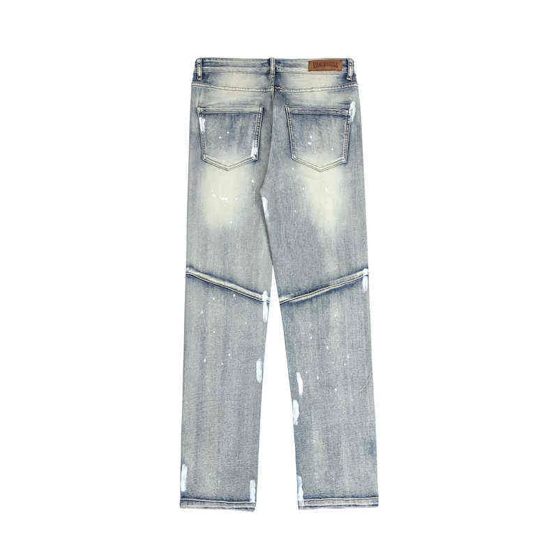 Hiphop ankel blixtlås knapp tvättad retro rippade mäns jeans byxor striht harjuku fickor baggy överdimensionerade denimbyxor t220803