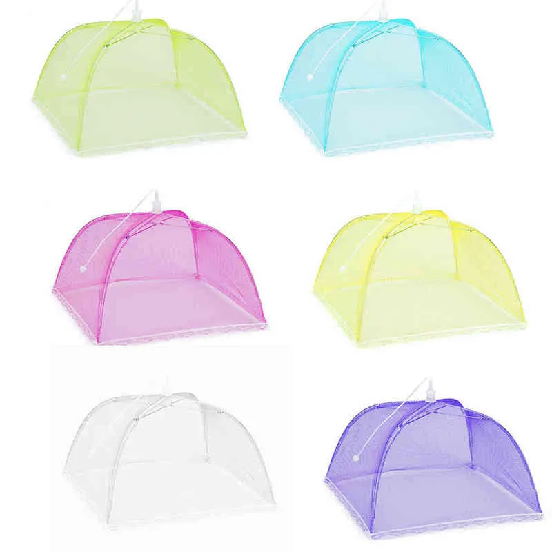 Pop-up Mesh Food Covers Forma di ombrello Mesh Screen Food Covers Protect Food Cover Tent Dome Net Anti Fly Mosquito Umbrella Y220526