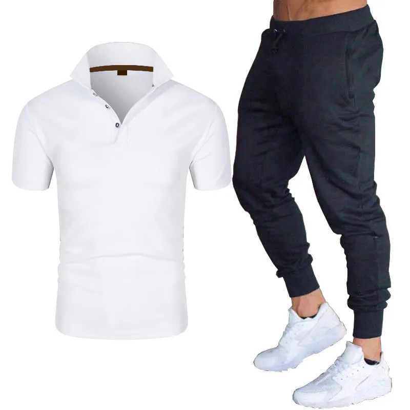 OEIN Brand Men Solid Color Casual Sets Summer Men's Polo Shirts Pants Suit Two-Piece Tracksuit Trendy Sportswear Set Male 220601